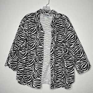 On The Verge Vintage Zebra Print Button Up‎ Jacket Size XL Made in USA